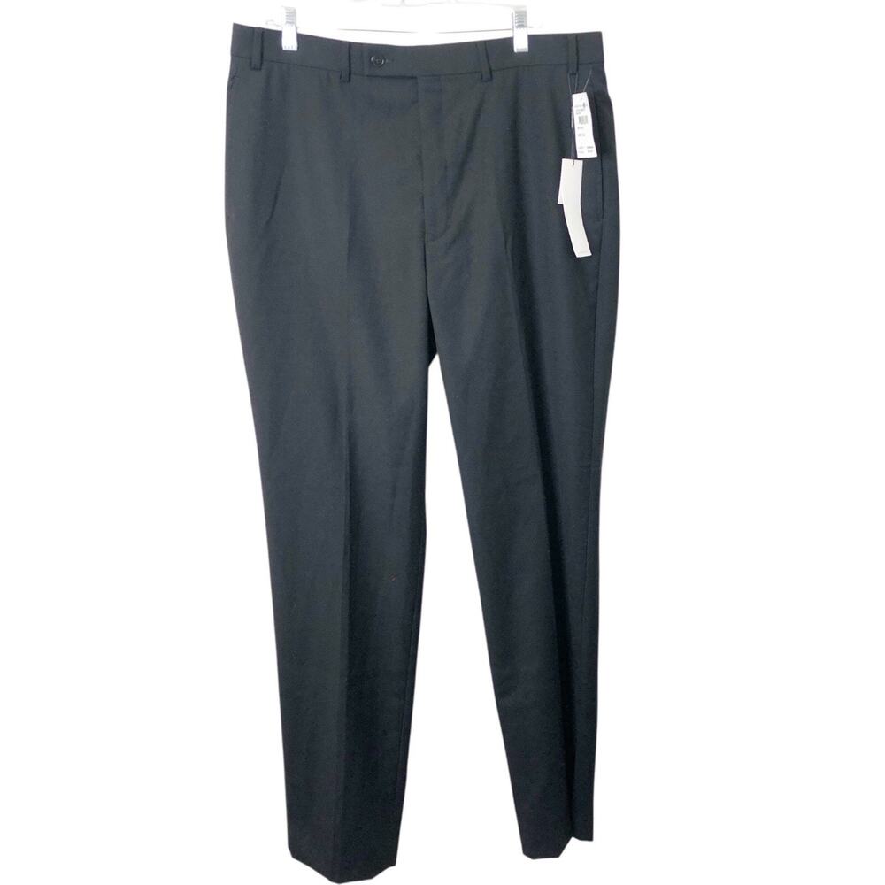 Calvin Klein NWT 100% Wool Natural Stretch Slim Fit Black Dress Pants Size 36X34